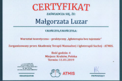 Dyplom fizjoterapeuty Małgorzaty Luzar