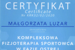 Dyplom fizjoterapeuty Małgorzaty Luzar