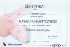 Dyplom fizjoterapeuty Małgorzaty Luzar