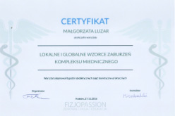 Dyplom fizjoterapeuty Małgorzaty Luzar