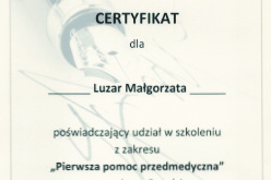 Dyplom fizjoterapeuty Małgorzaty Luzar